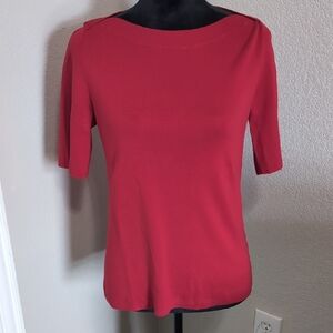 Talbots Red Fitted Short Sleeve Top